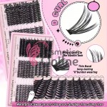 Gene false  smocuri / manuchi Beautyful Eyelash 30-80D de D /0,15 /8-16mm PINK-348F + 1 Adeziv gene Marie Beauty 12g